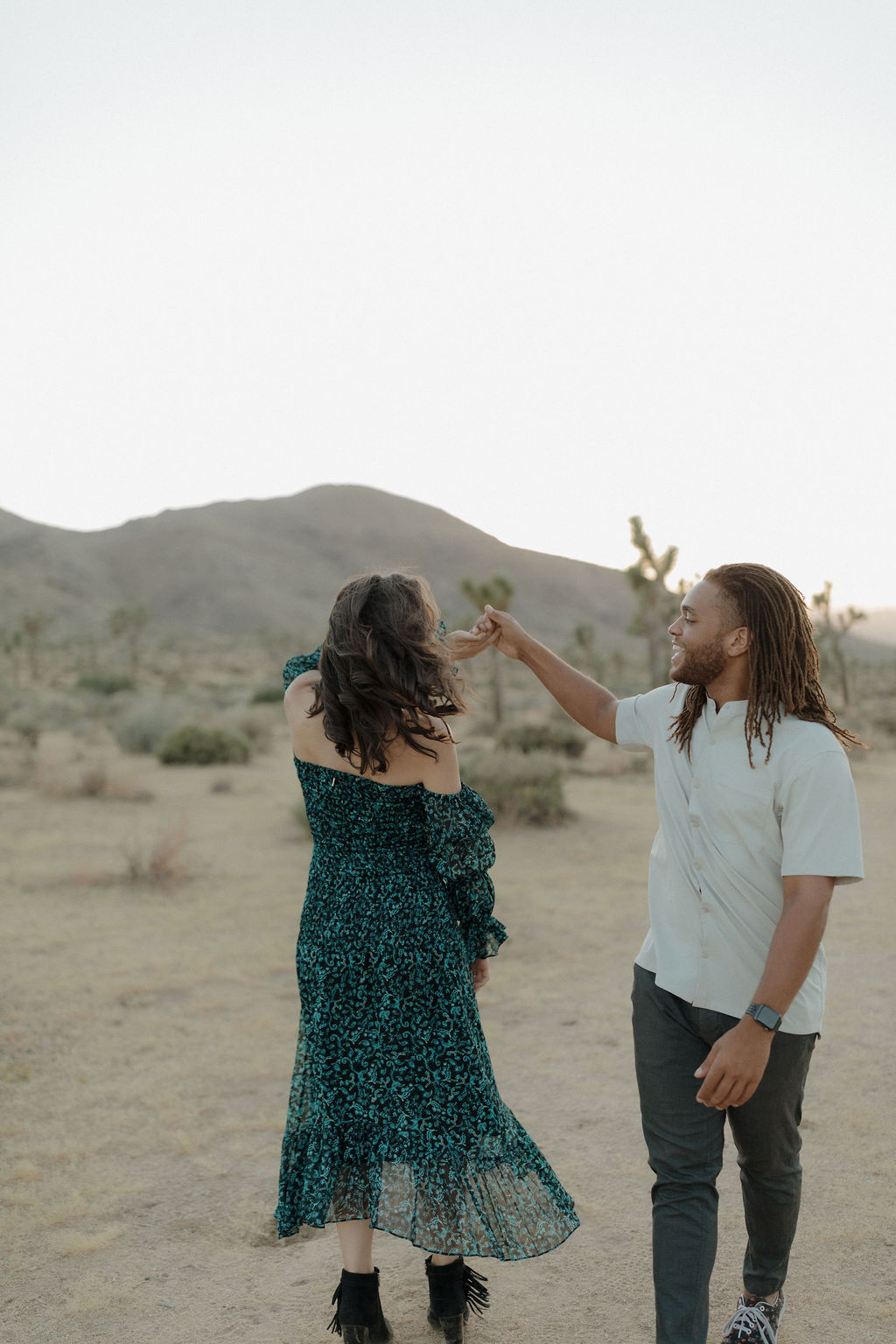 A couple dancing during a Joshua Tree photoshoot