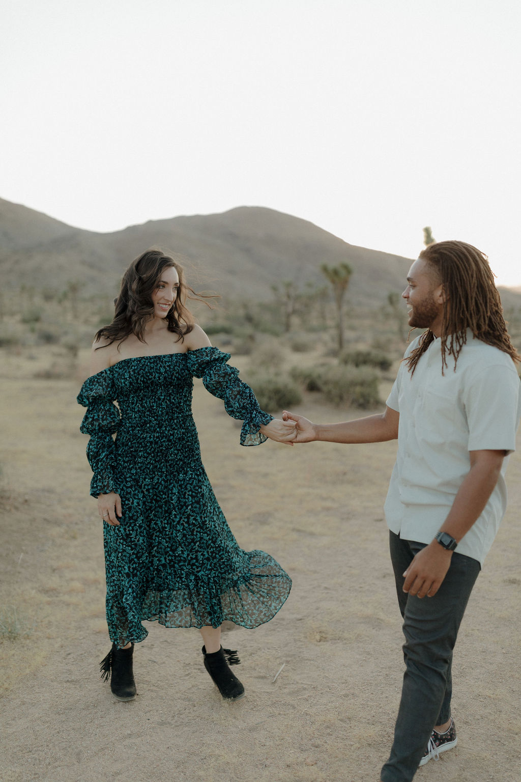A couple dancing during a Joshua Tree photoshoot