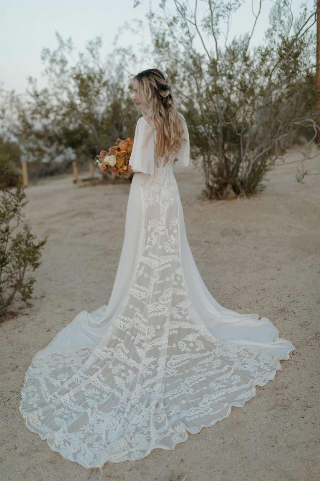 a bride's boho wedding gown