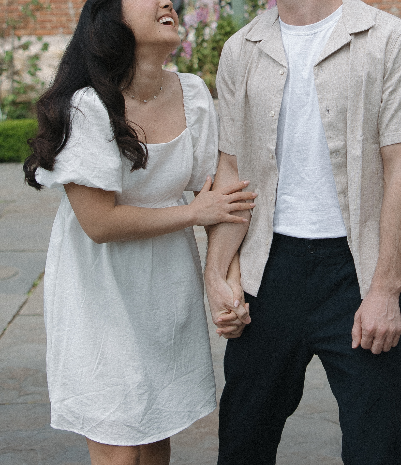 Couple laughing in editorial engagement photo
