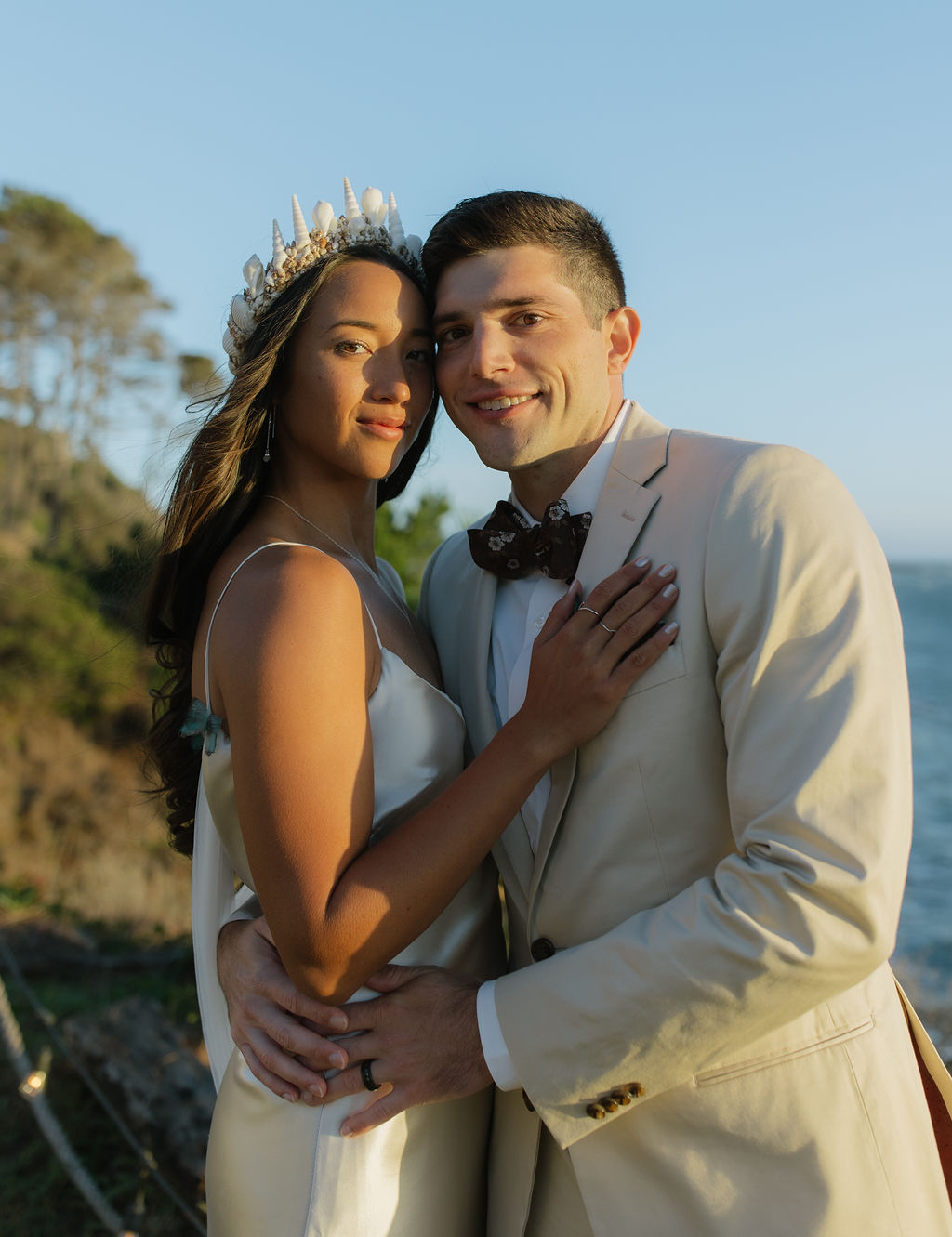 Bride and groom sunset photos at bodega bay wedding