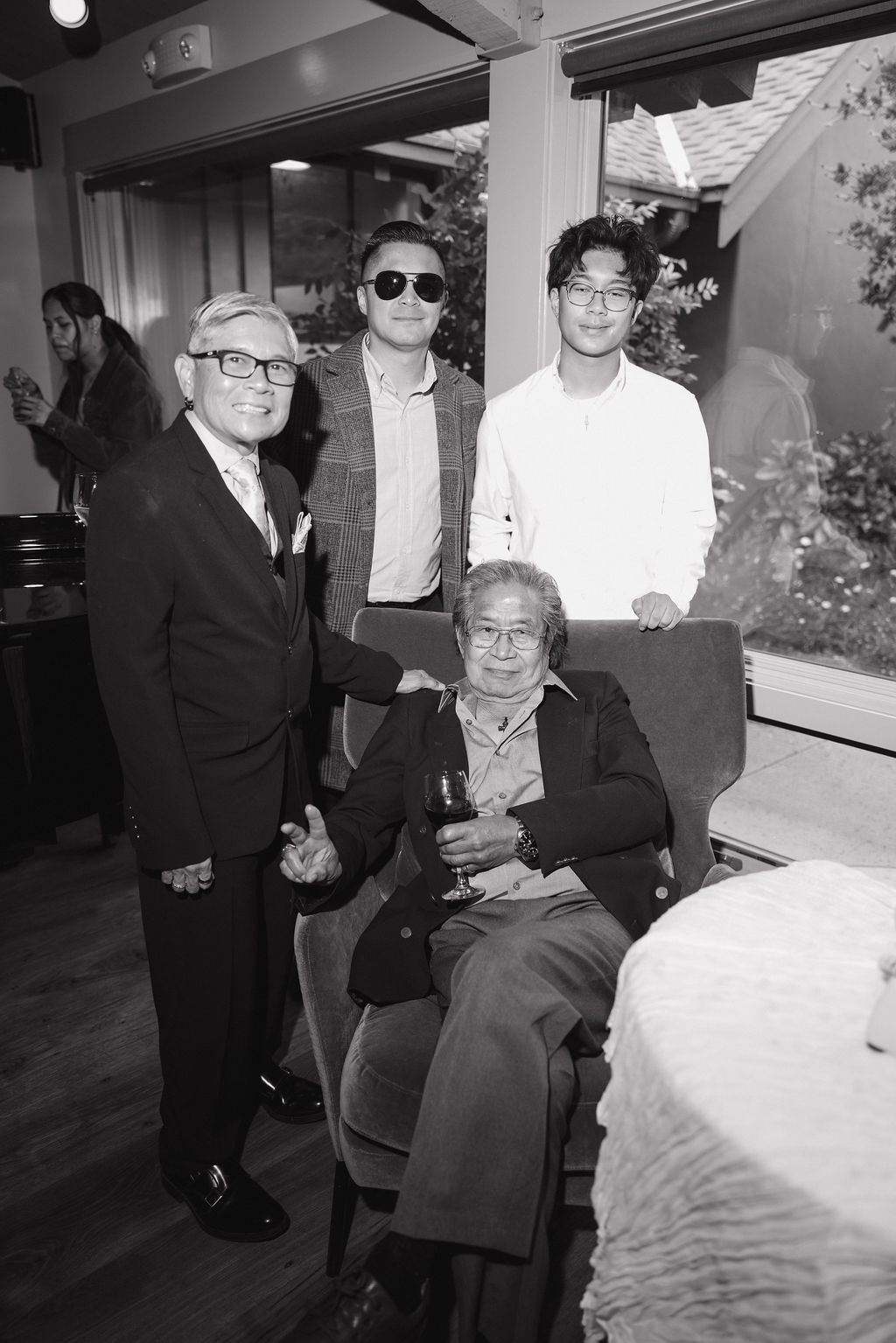 Wedding family photo in black and white