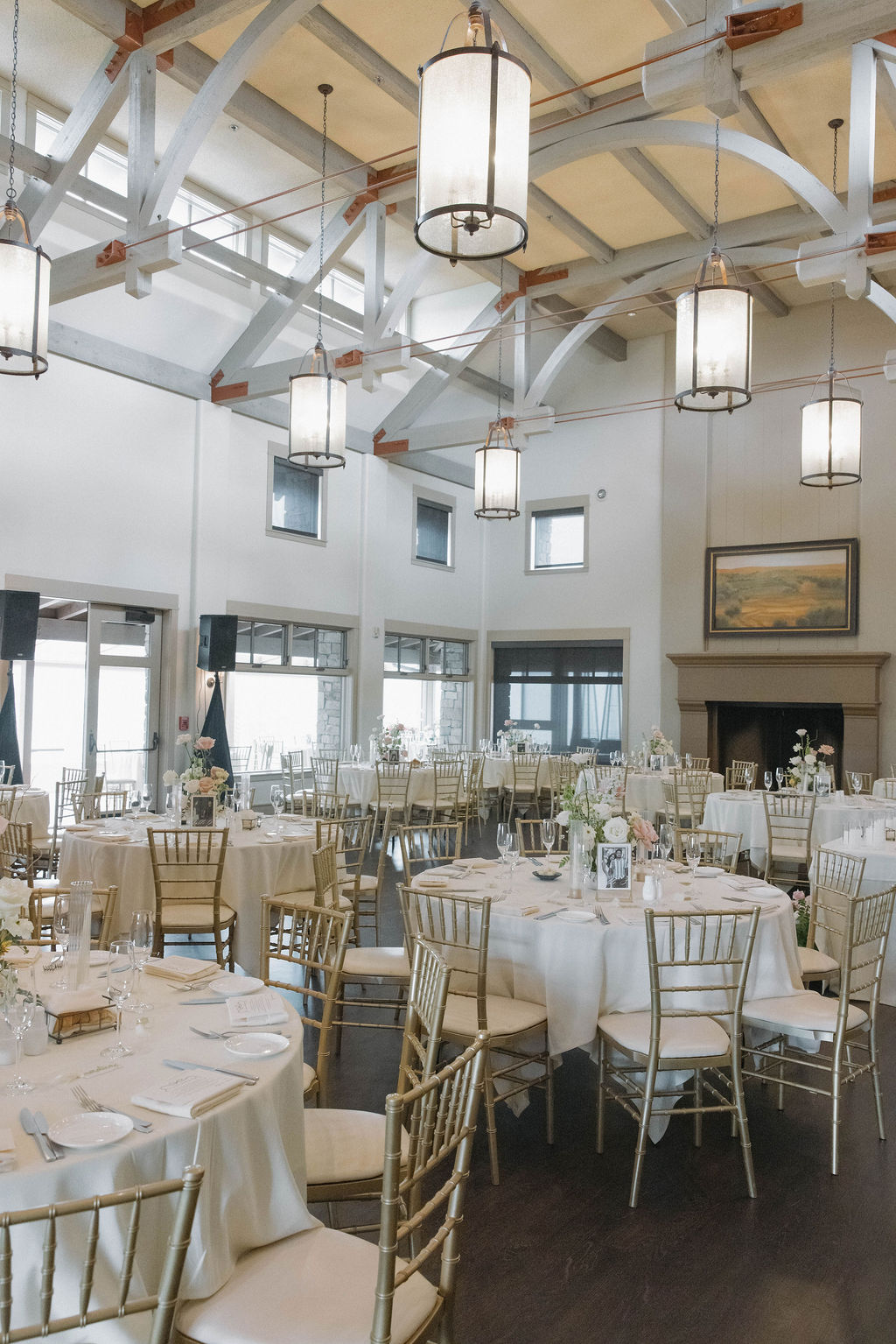 Wedding reception setup at Monterey wedding venue