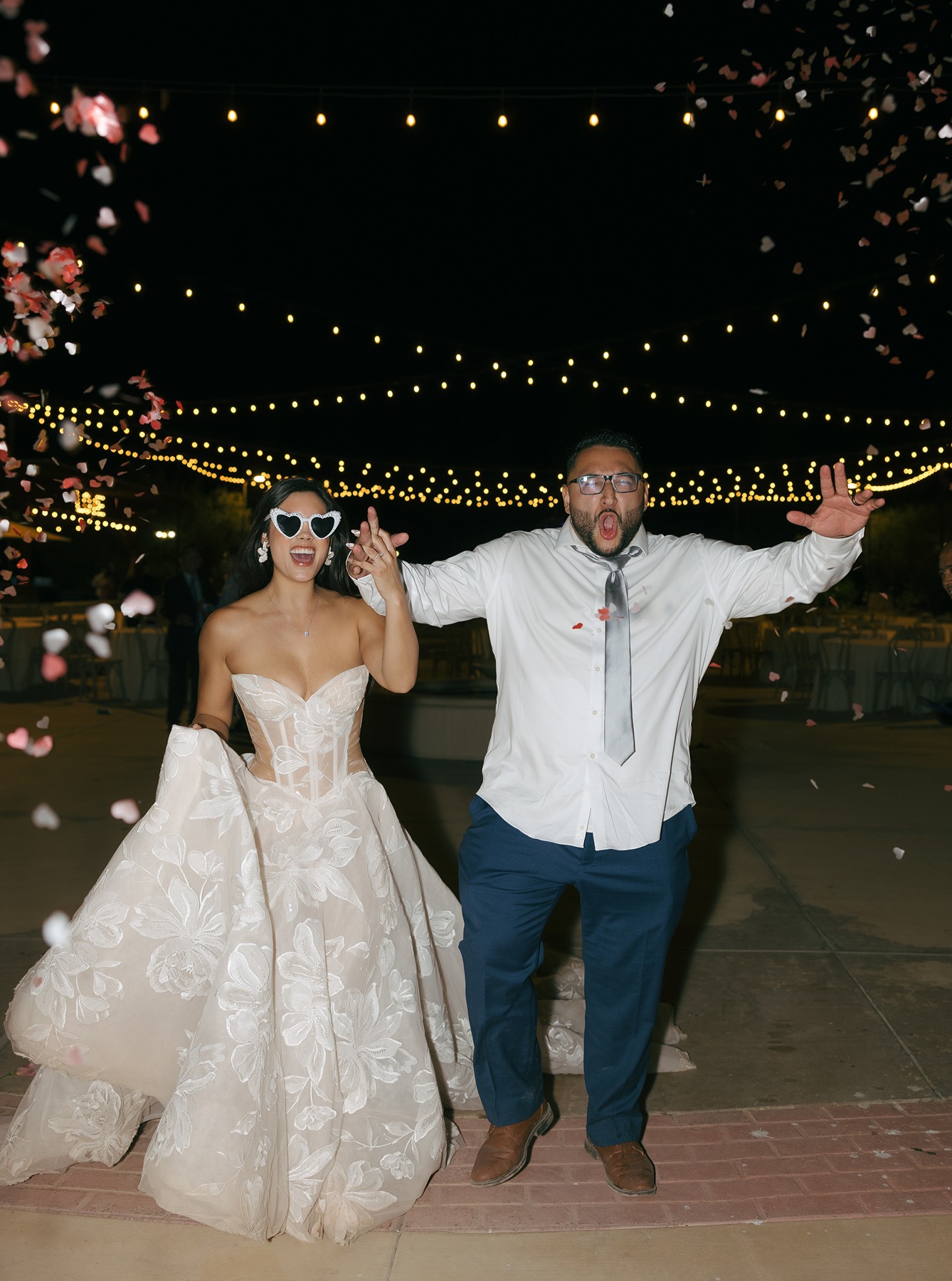 Confetti wedding exit photos from luxury wedding