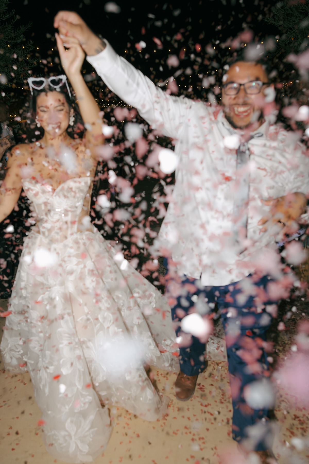 Confetti wedding exit photos from luxury wedding