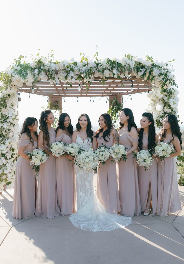 Bridesmaid photo in front of ceremony site