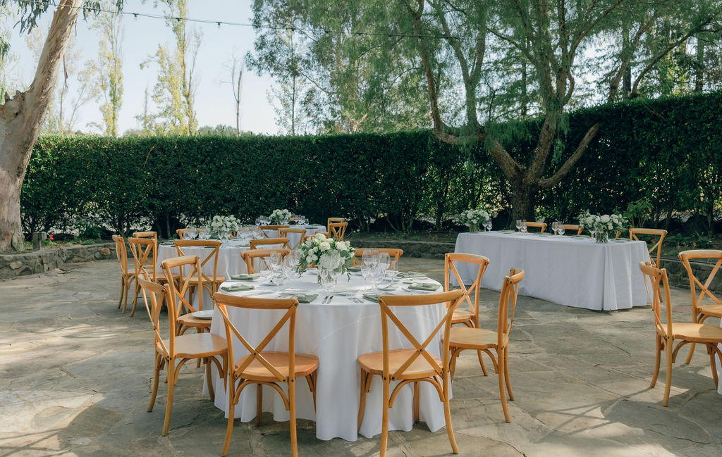 White and green wedding dinner setup at one of my favorite Napa Valley venues for weddings, Cline Family cellars