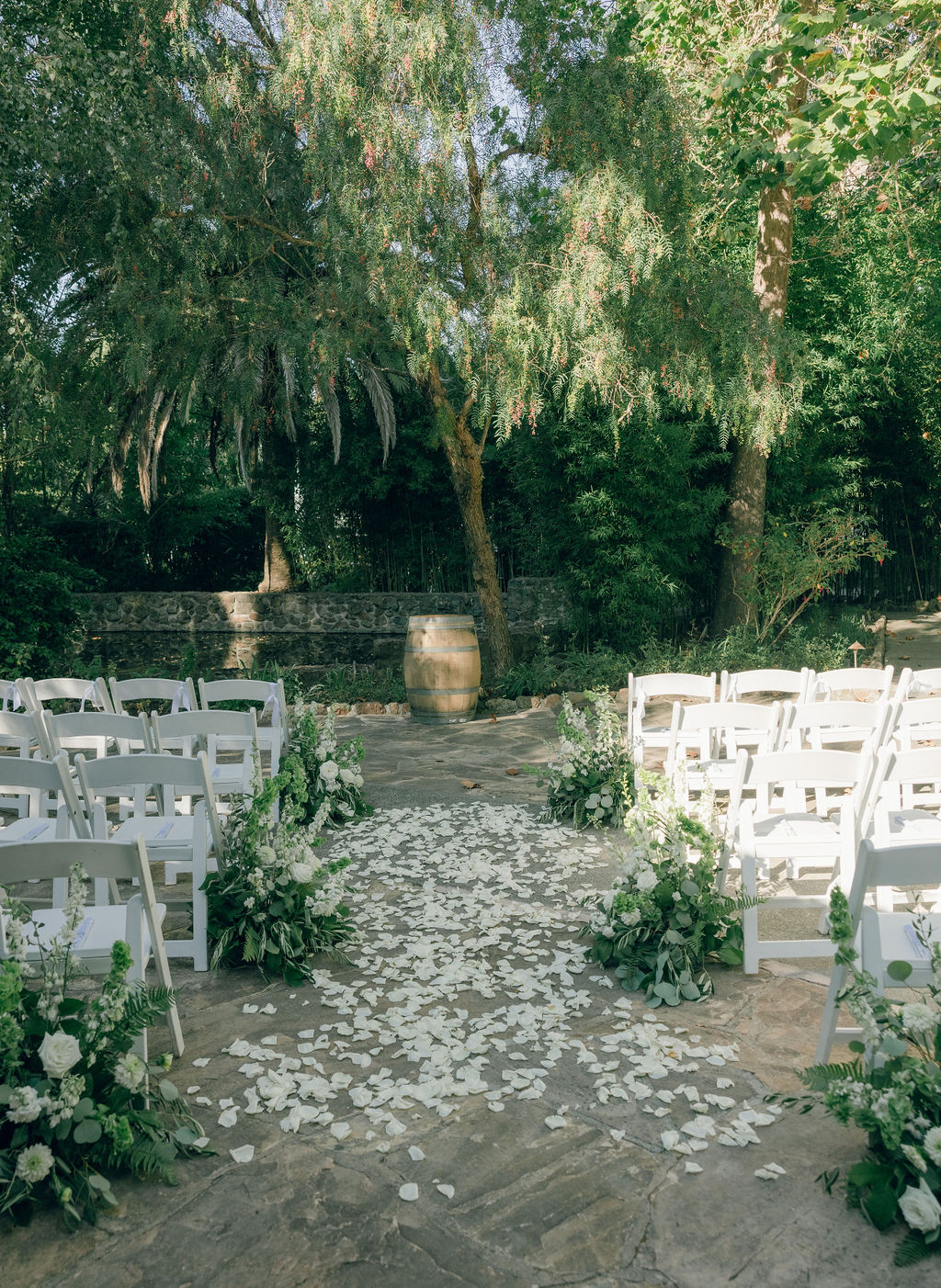 Wedding ceremony setup ideas with curved chairs