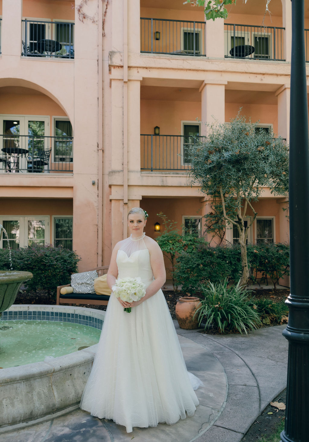 Bridal portraits in front of a winery Napa Valley wedding venue