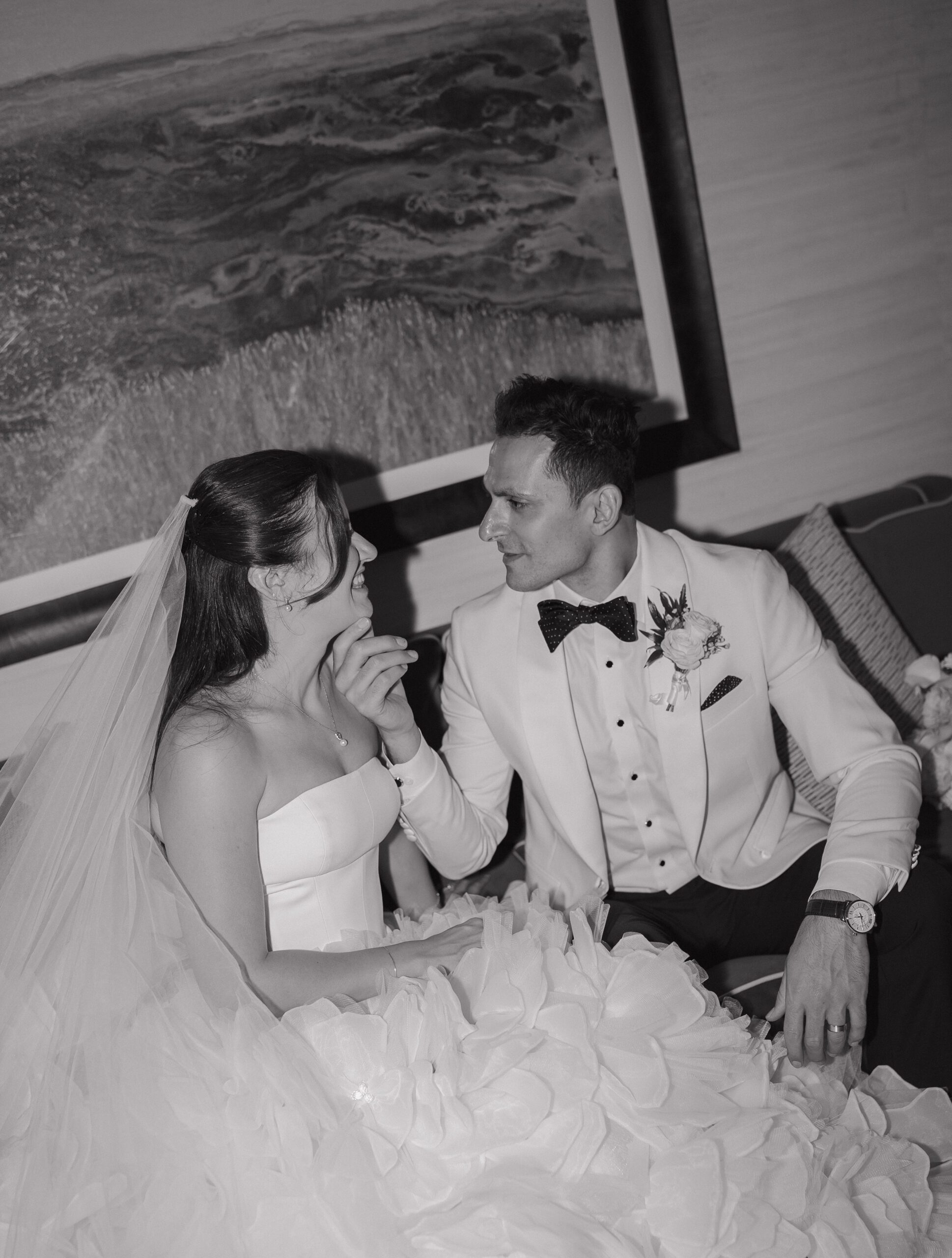 Black and white editorial direct flash photography