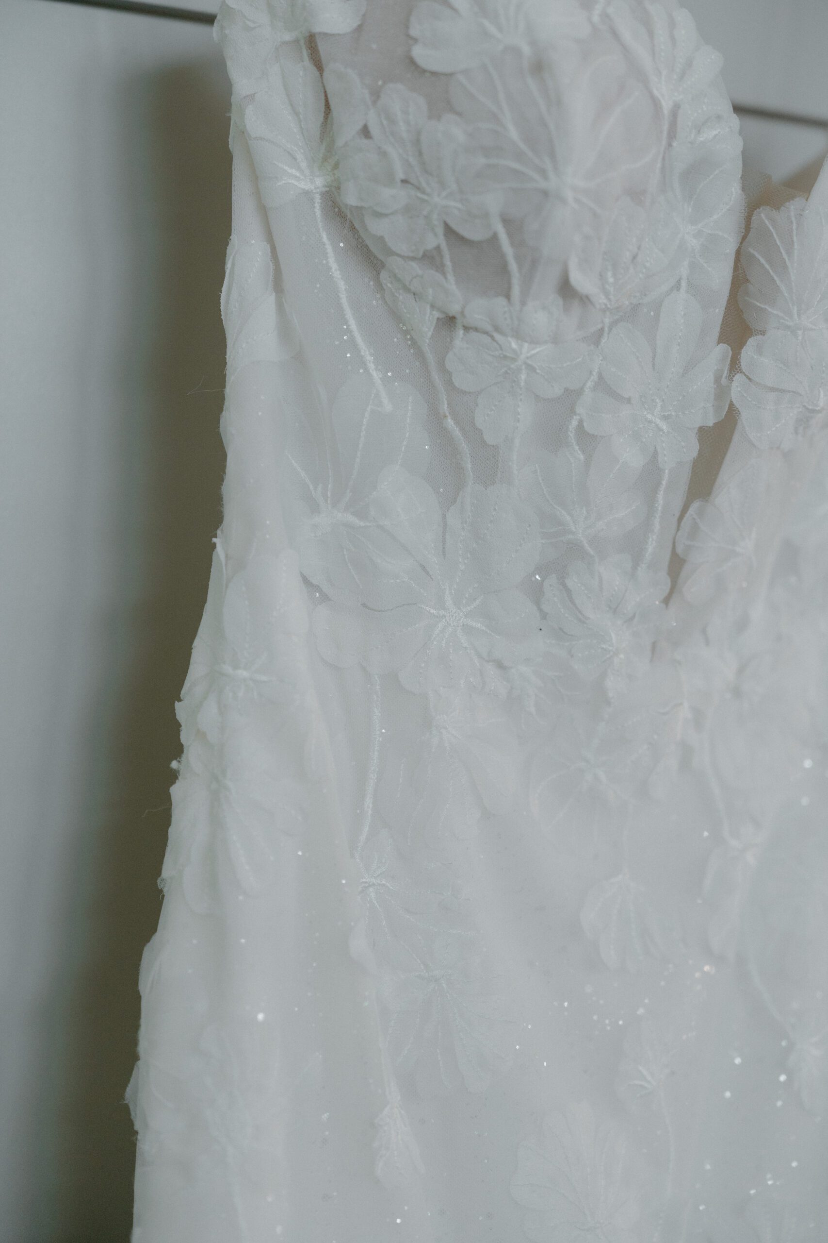 A floral wedding dress perfect for a garden party wedding dress