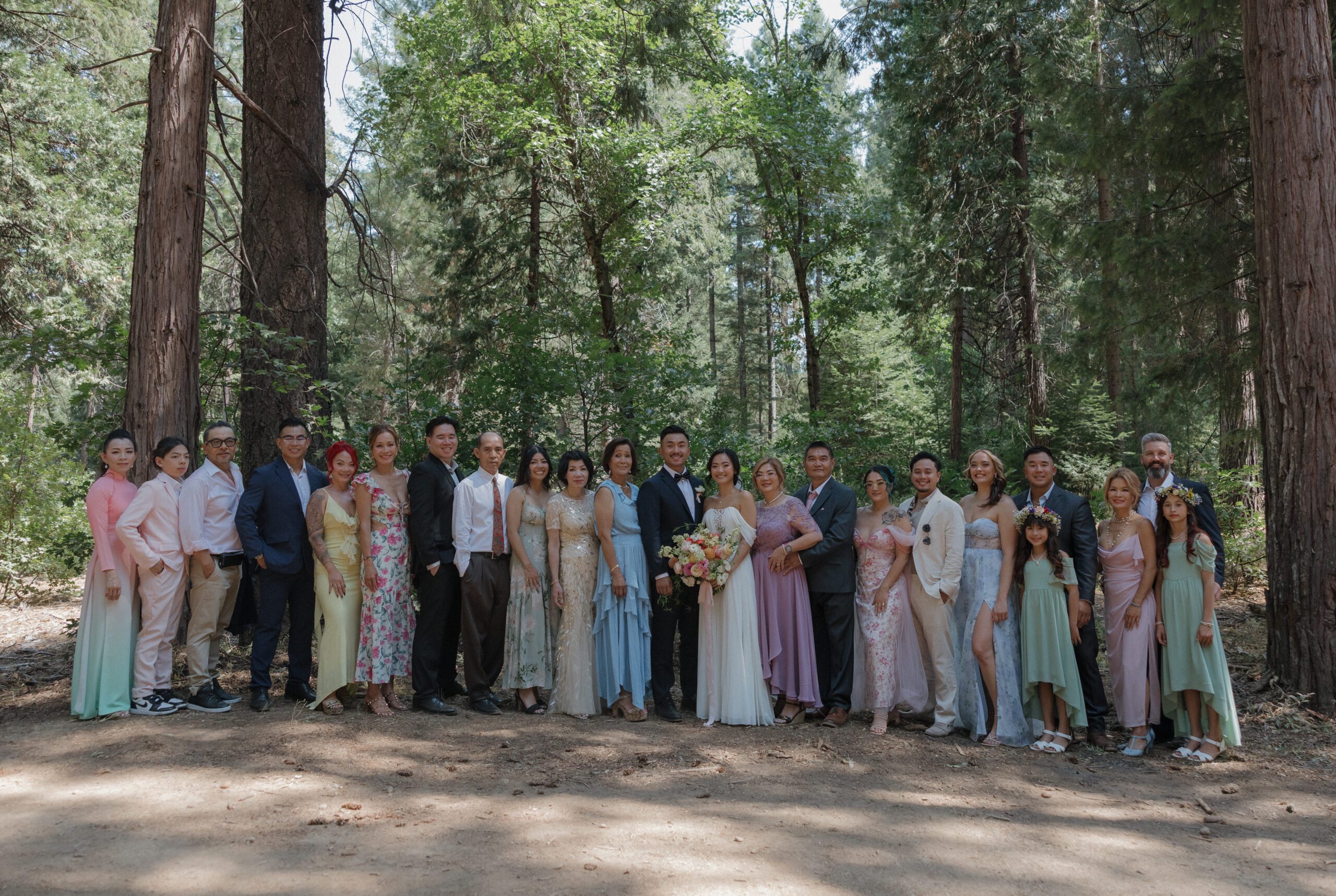 A group photo from an intimate wedding