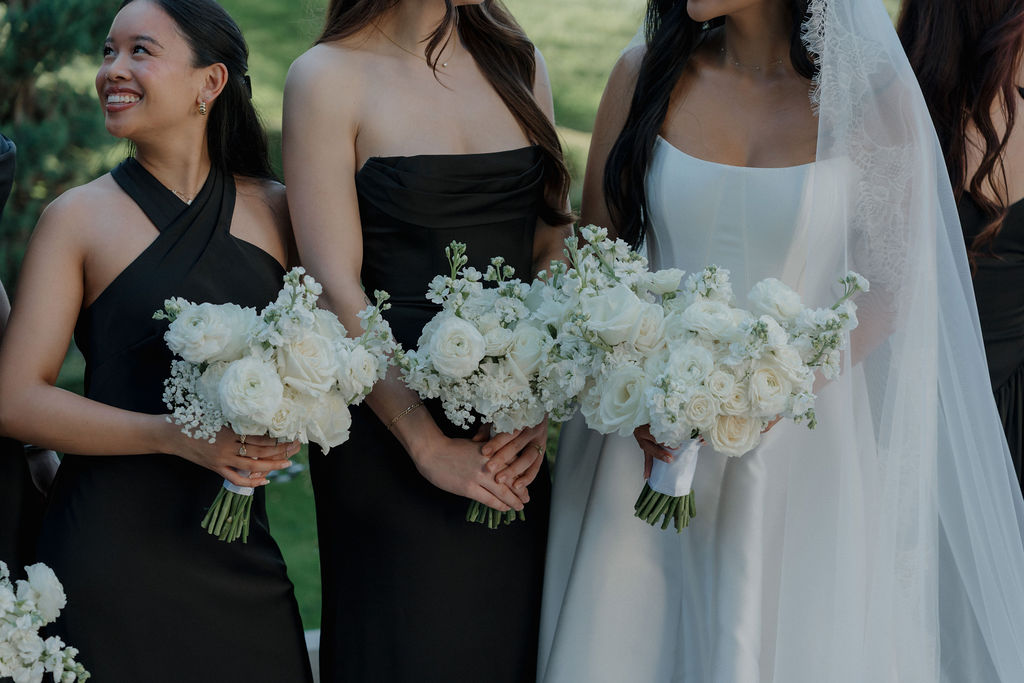 A bride and bridesmaids wedding bouquets