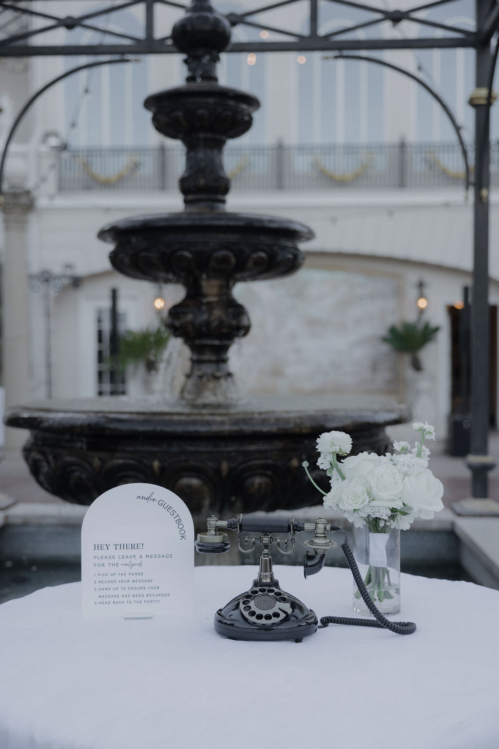 A wedding telephone booth setup as a guest book
