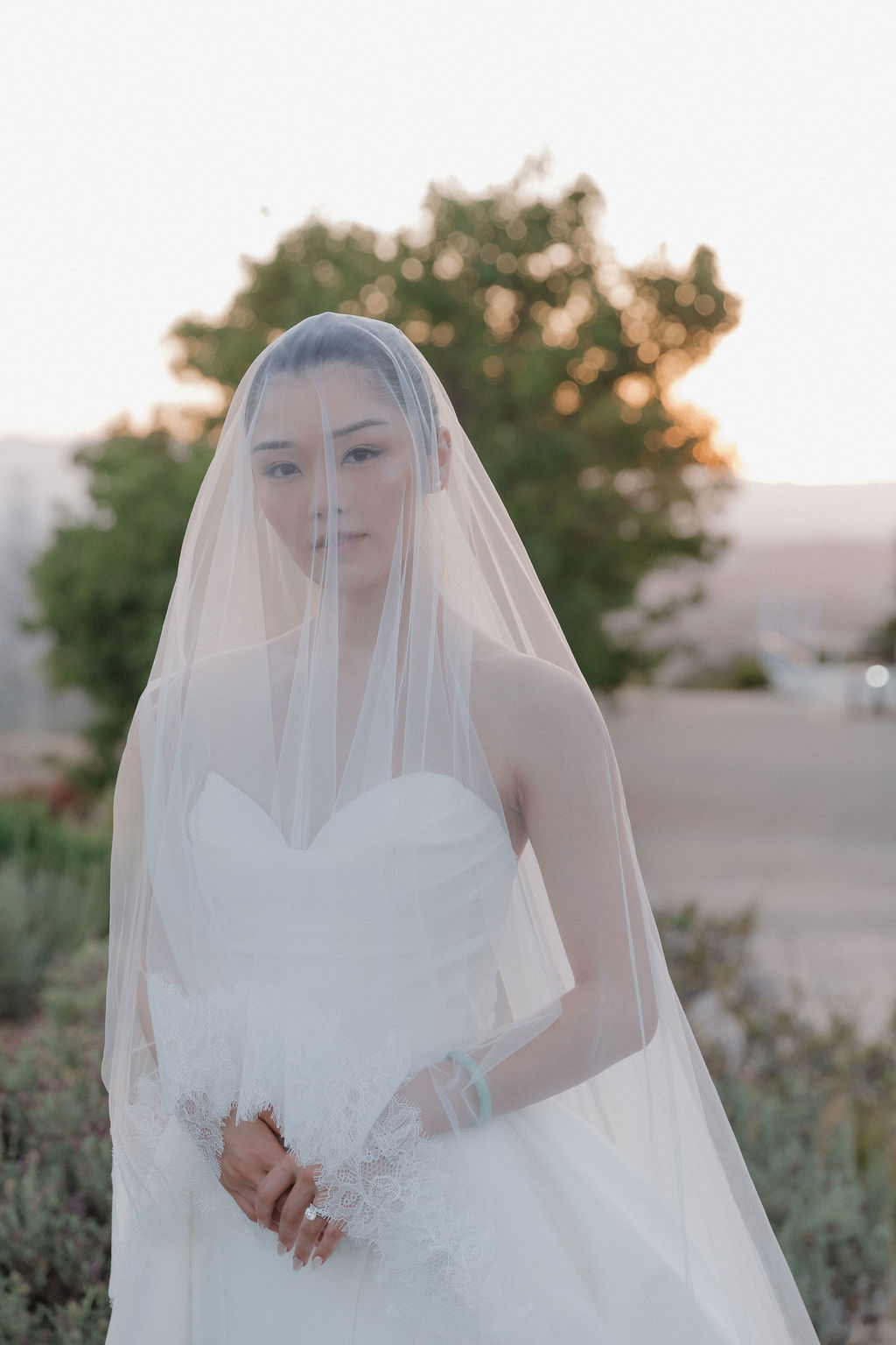 A bride underneath a blusher veil, perfect for luxury wedding ideas