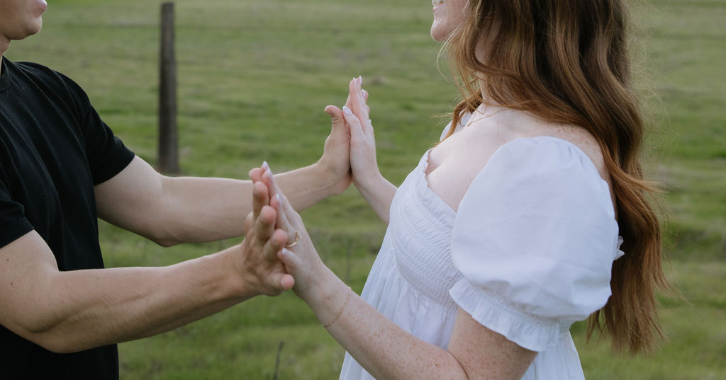 A bride and groom dancing during their el dorado hills engagement