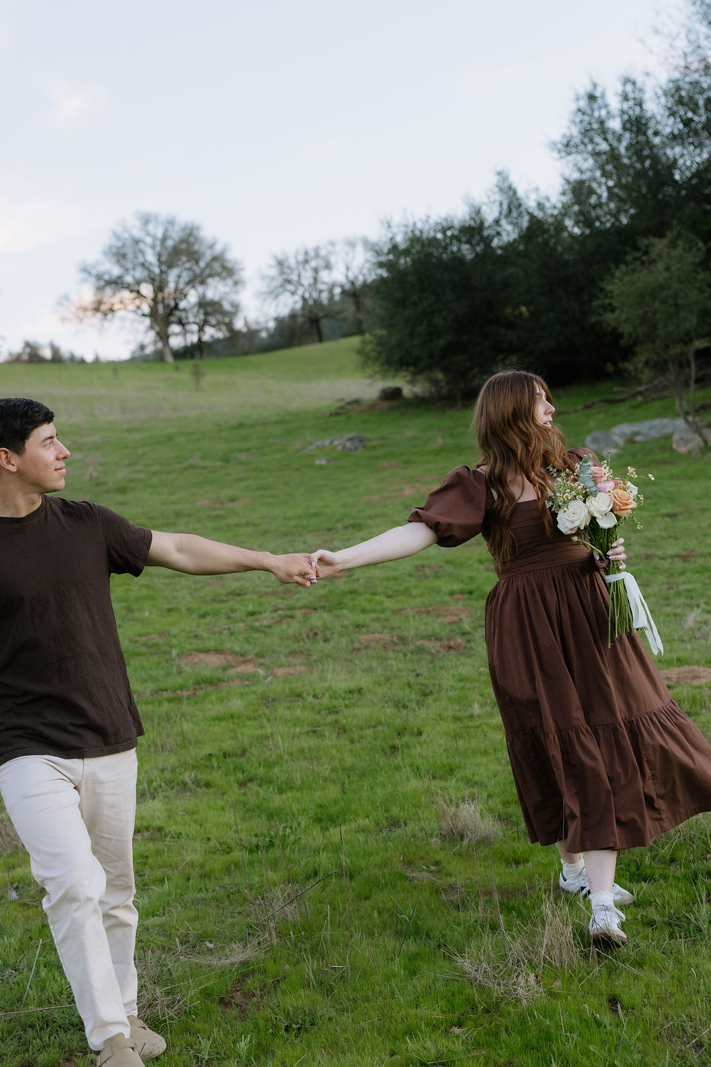 A couple holding hands during an El Dorado Hills engagement