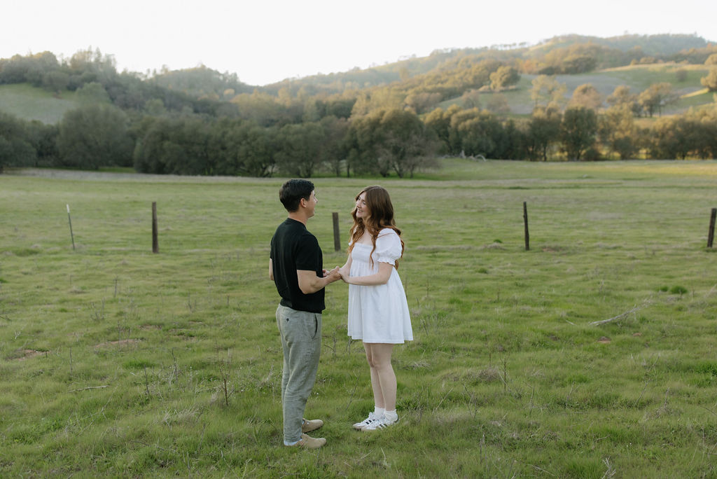 A couple holding hands during their El Dorado Hills engagement photoshoot