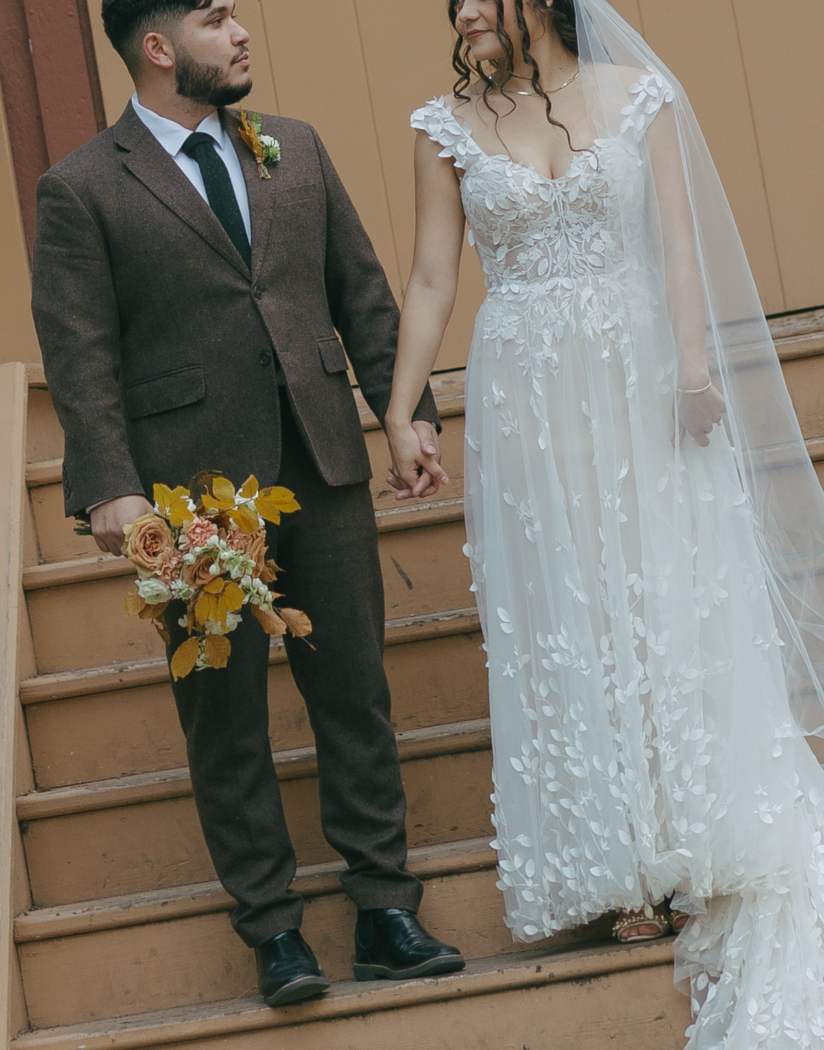 A couple at a chapel in Yosemite that they chose as their Northern California wedding location