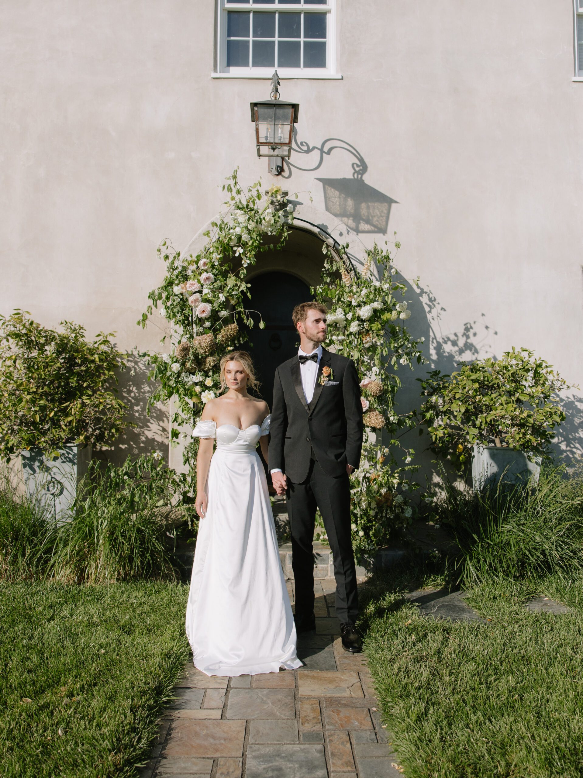 A couple posing for wedding portraits at Cavaignac