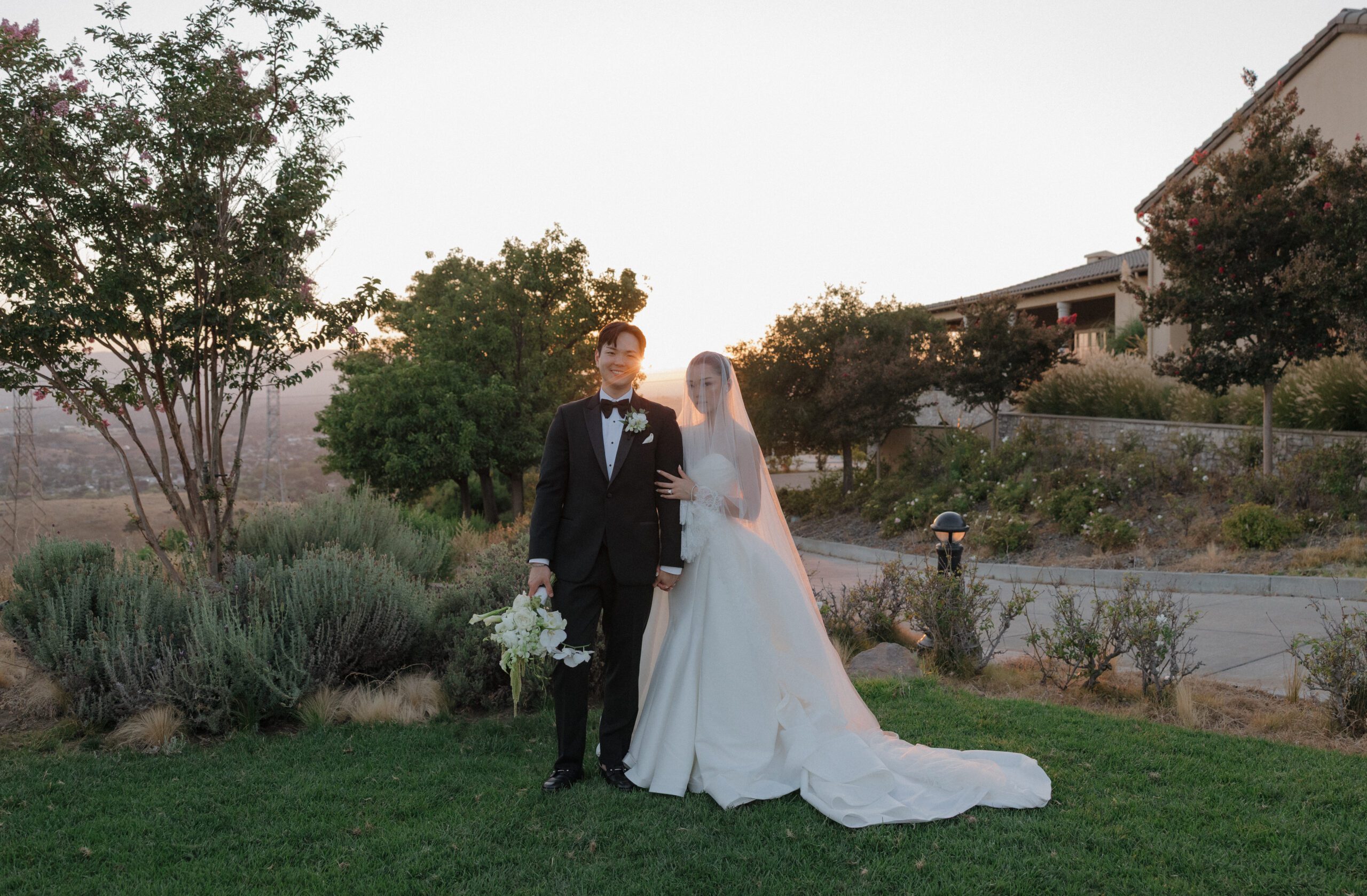 A bride and groom posing for portraits at the ranch at silver creek