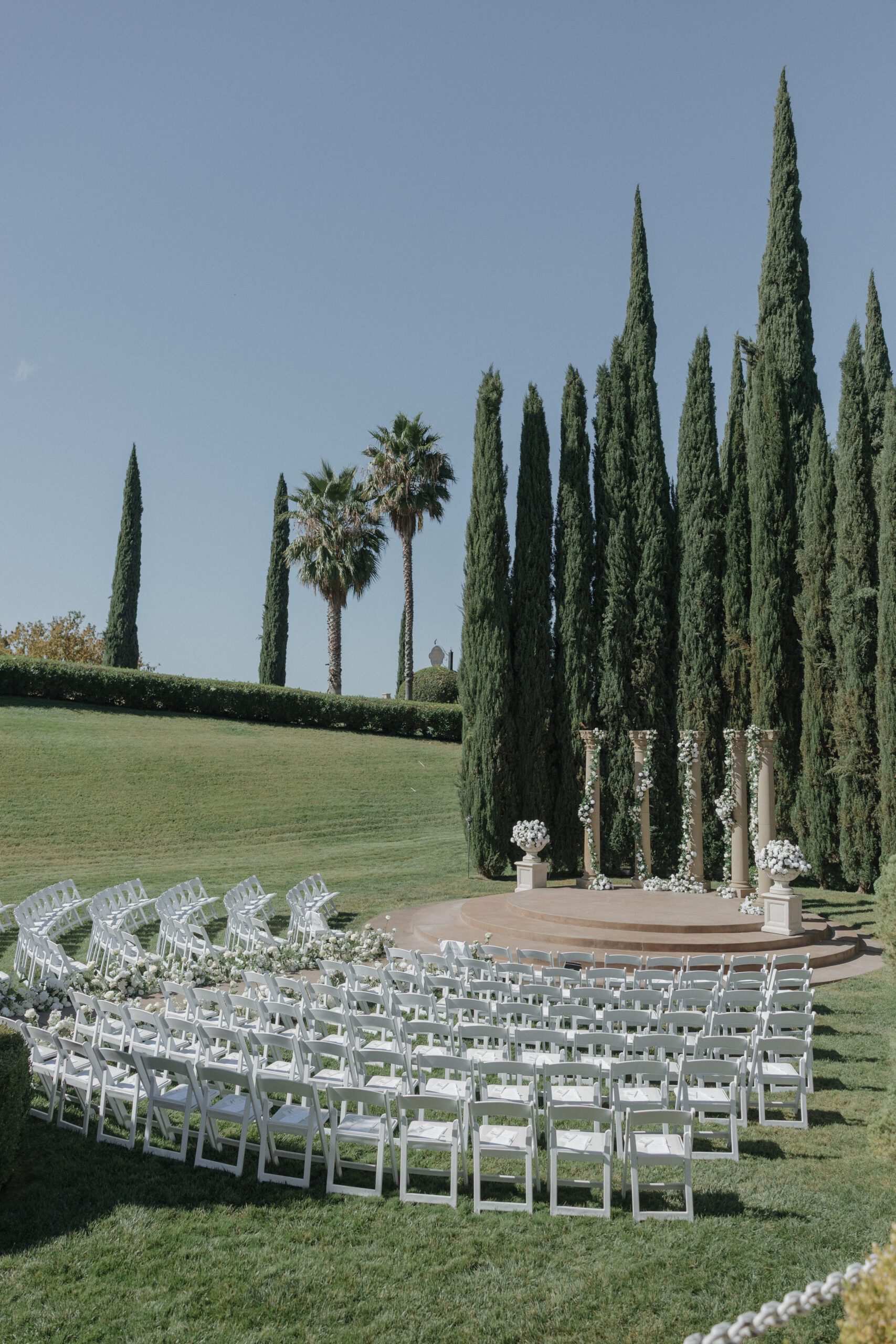 A wedding ceremony setup at Grand Island Mansion