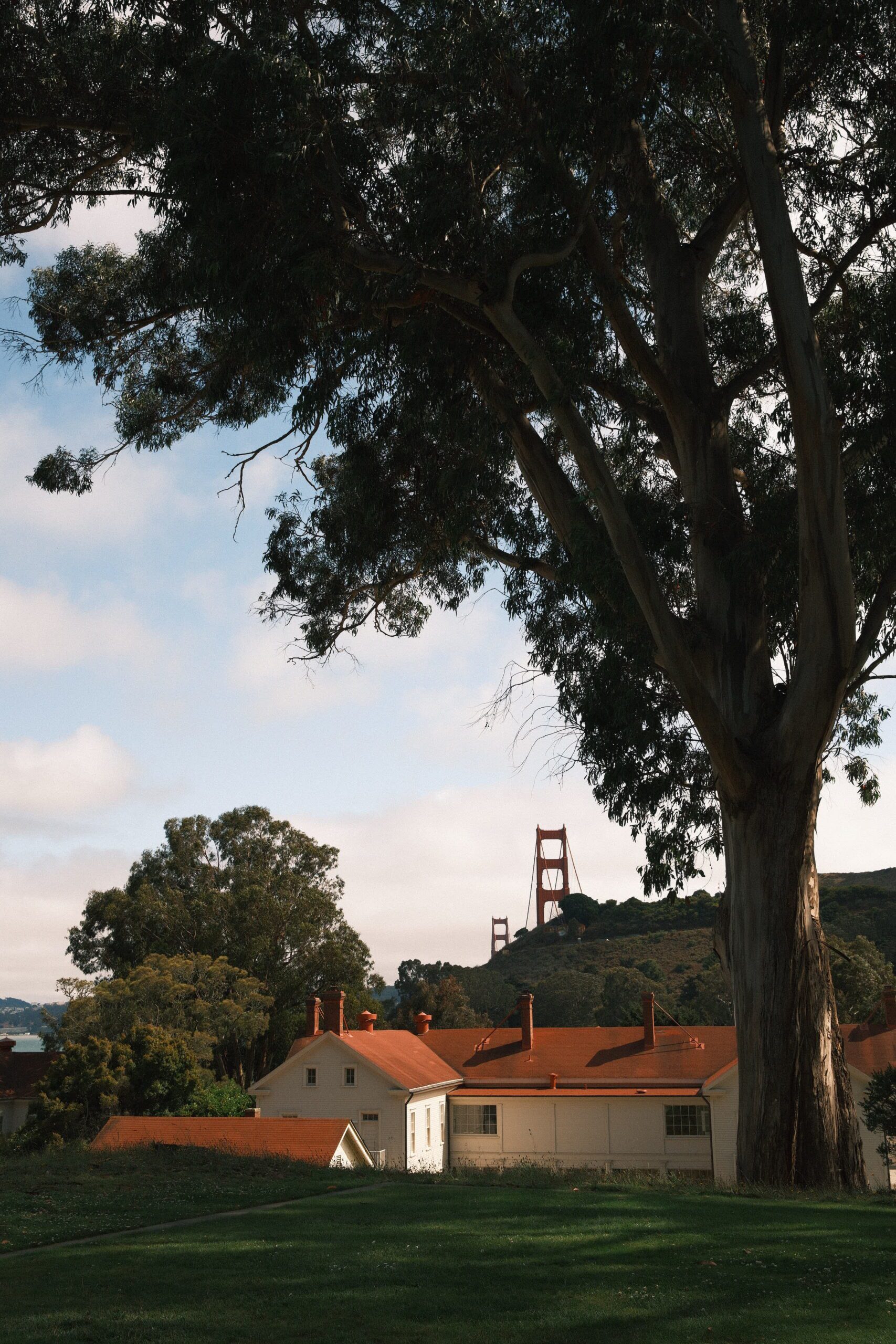 A film wedding photo of the golden gate bridge