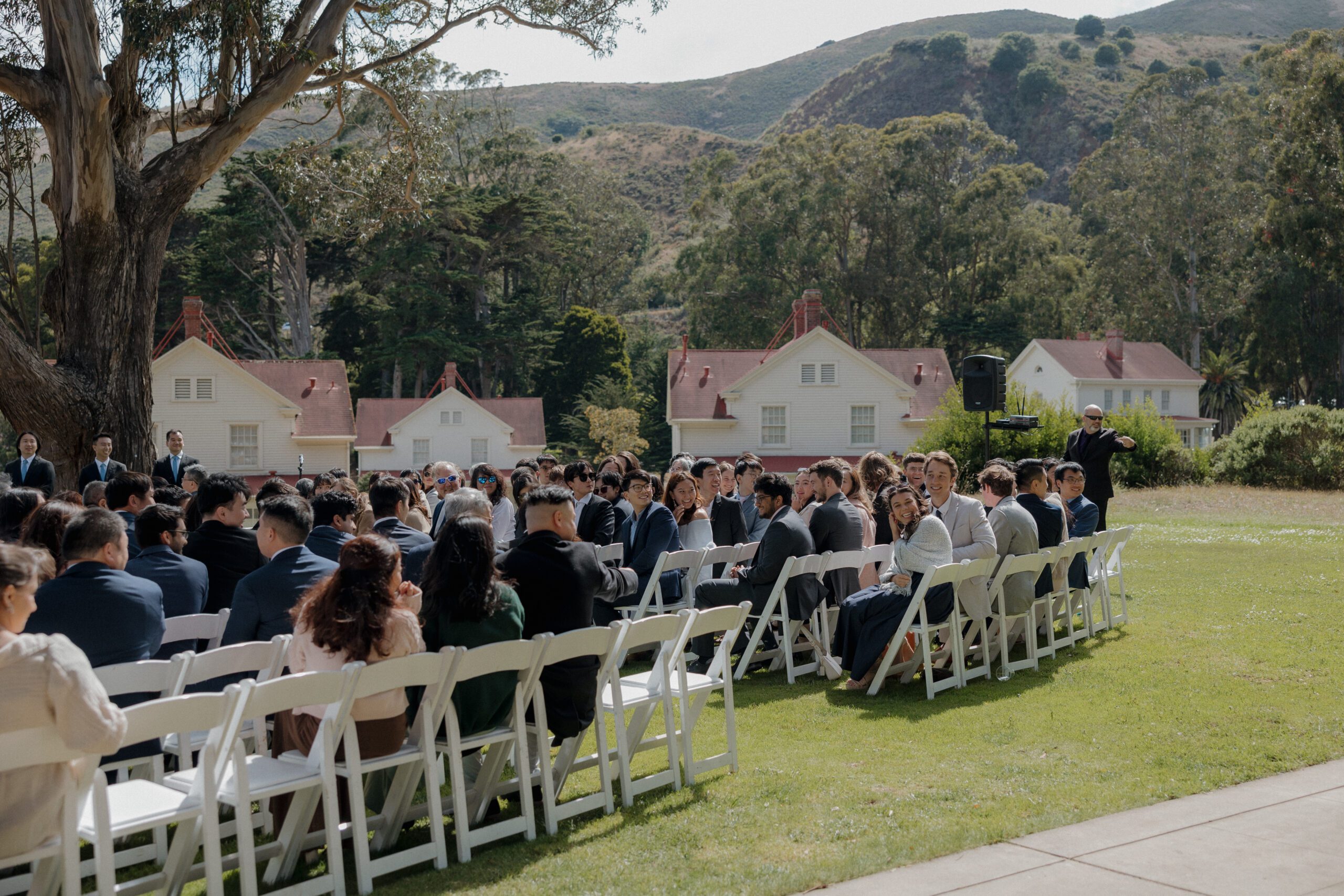 A ceremony taking place at Cavallo Point Lodge
