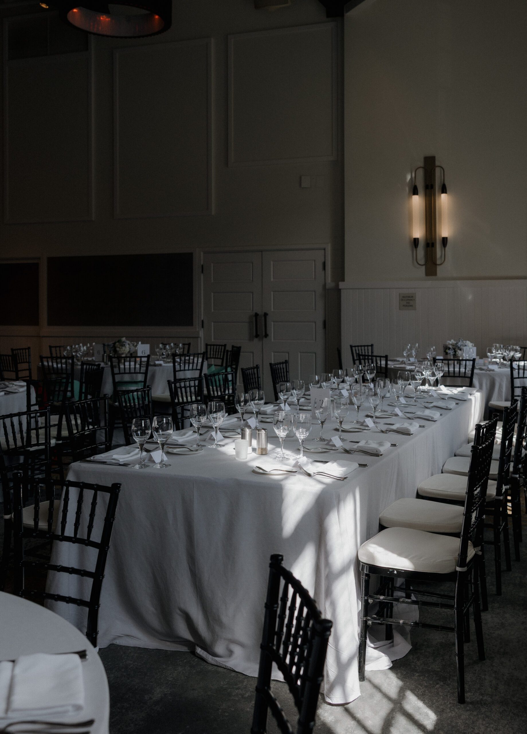 A wedding table setup for a Cavallo Point Lodge wedding reception