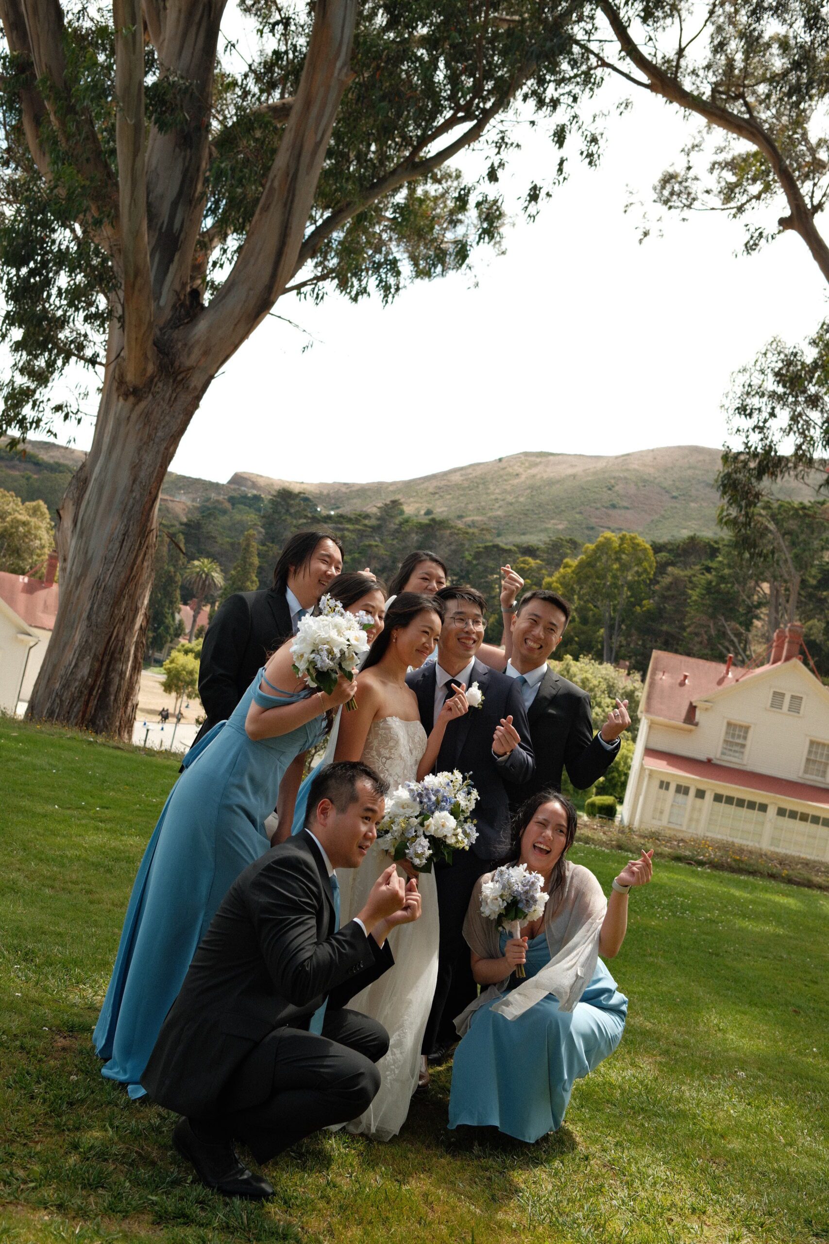 A film photo of a wedding party