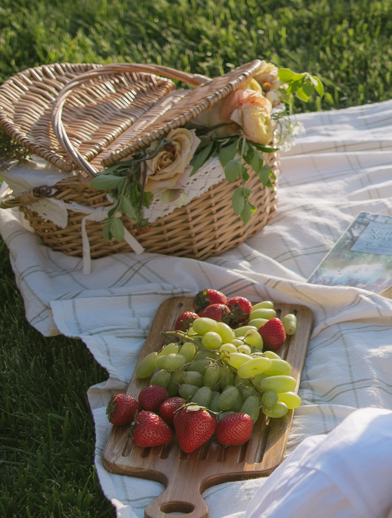 A picnic setup for engagement photos