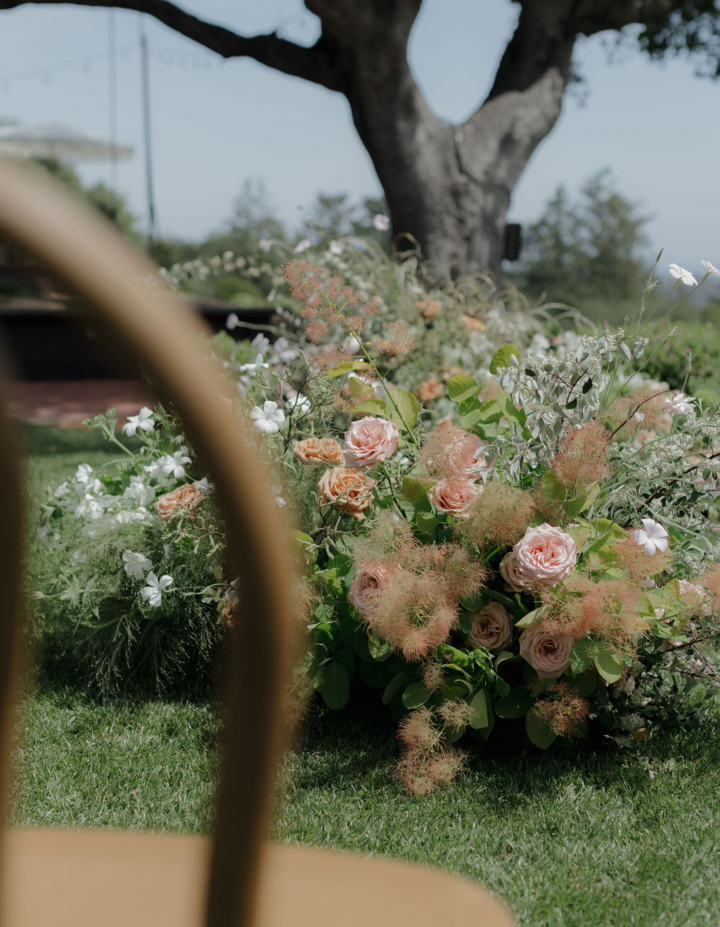 Wedding ceremony flowers at a Santa Cruz wedding