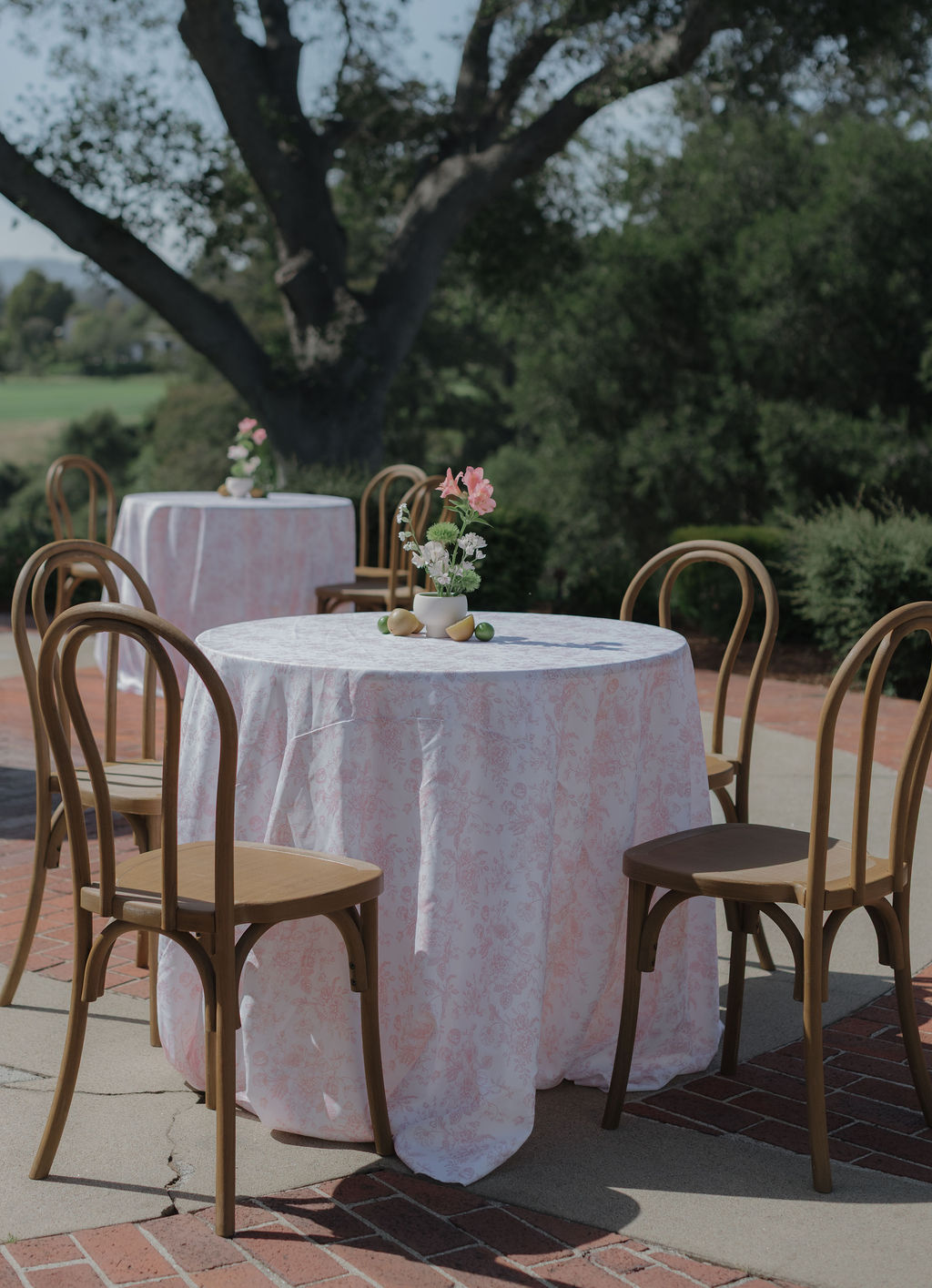 A wedding reception setup