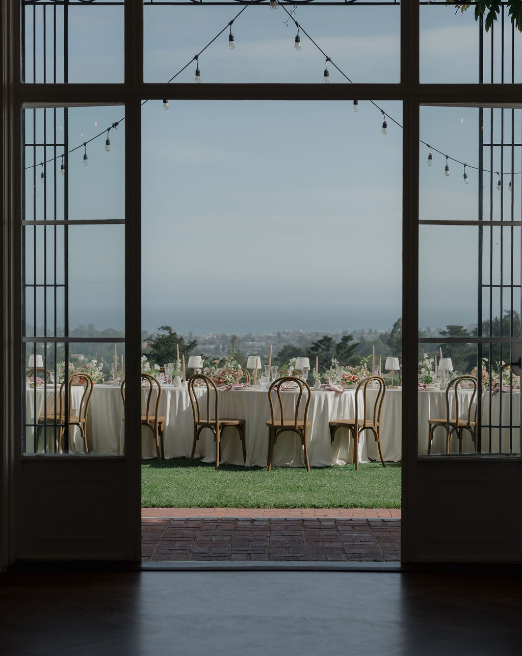 A wedding reception setup