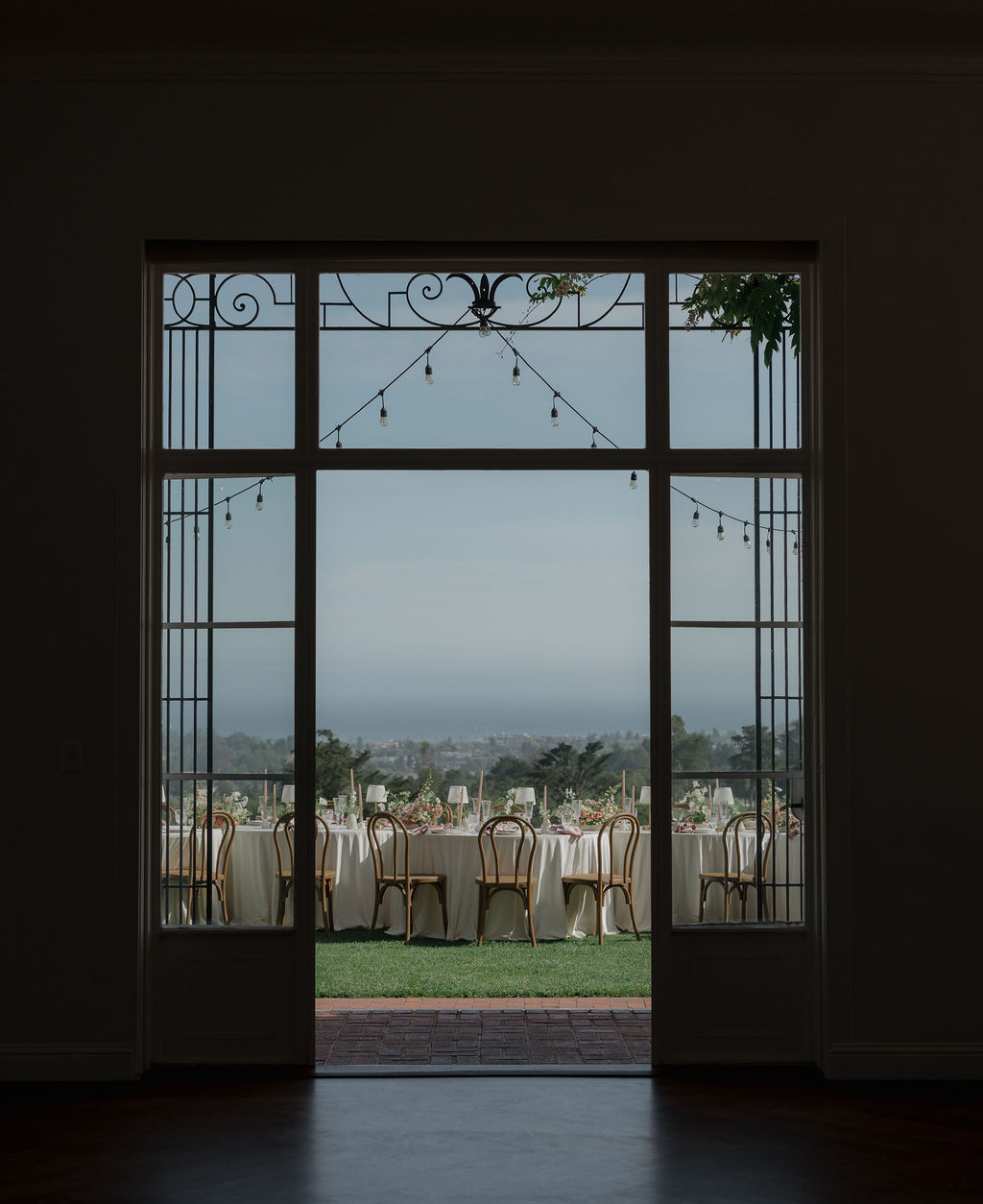 A photo of a wedding reception taken from inside