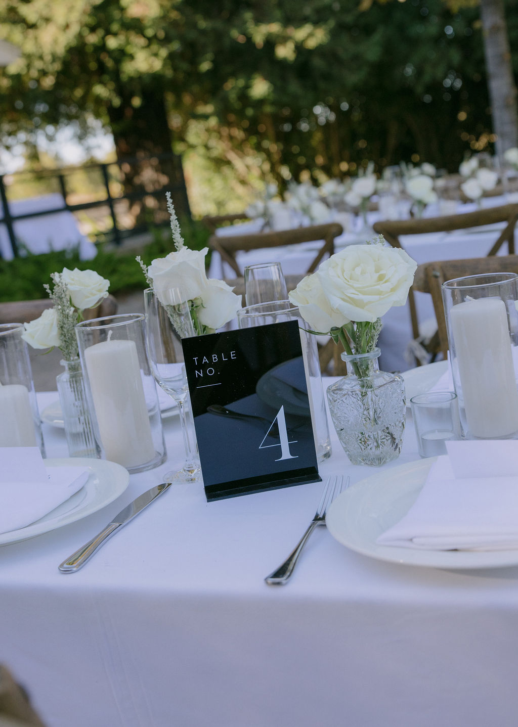 A wedding table setup at Park Winters wedding venue