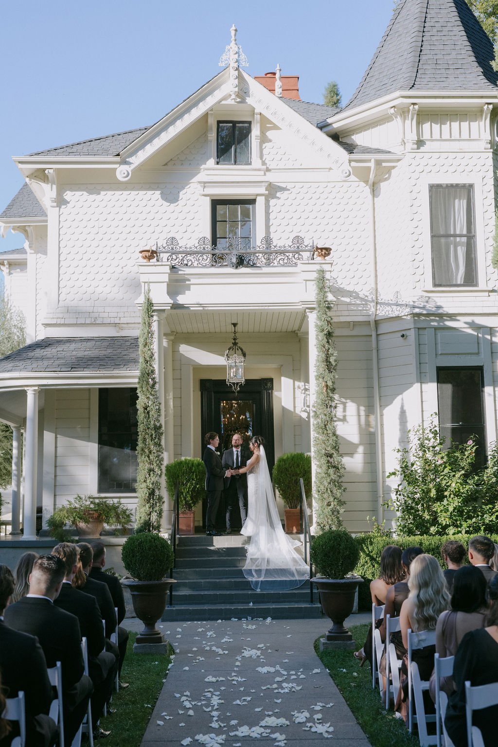 A bride and groom during their Park Winters wedding ceremony