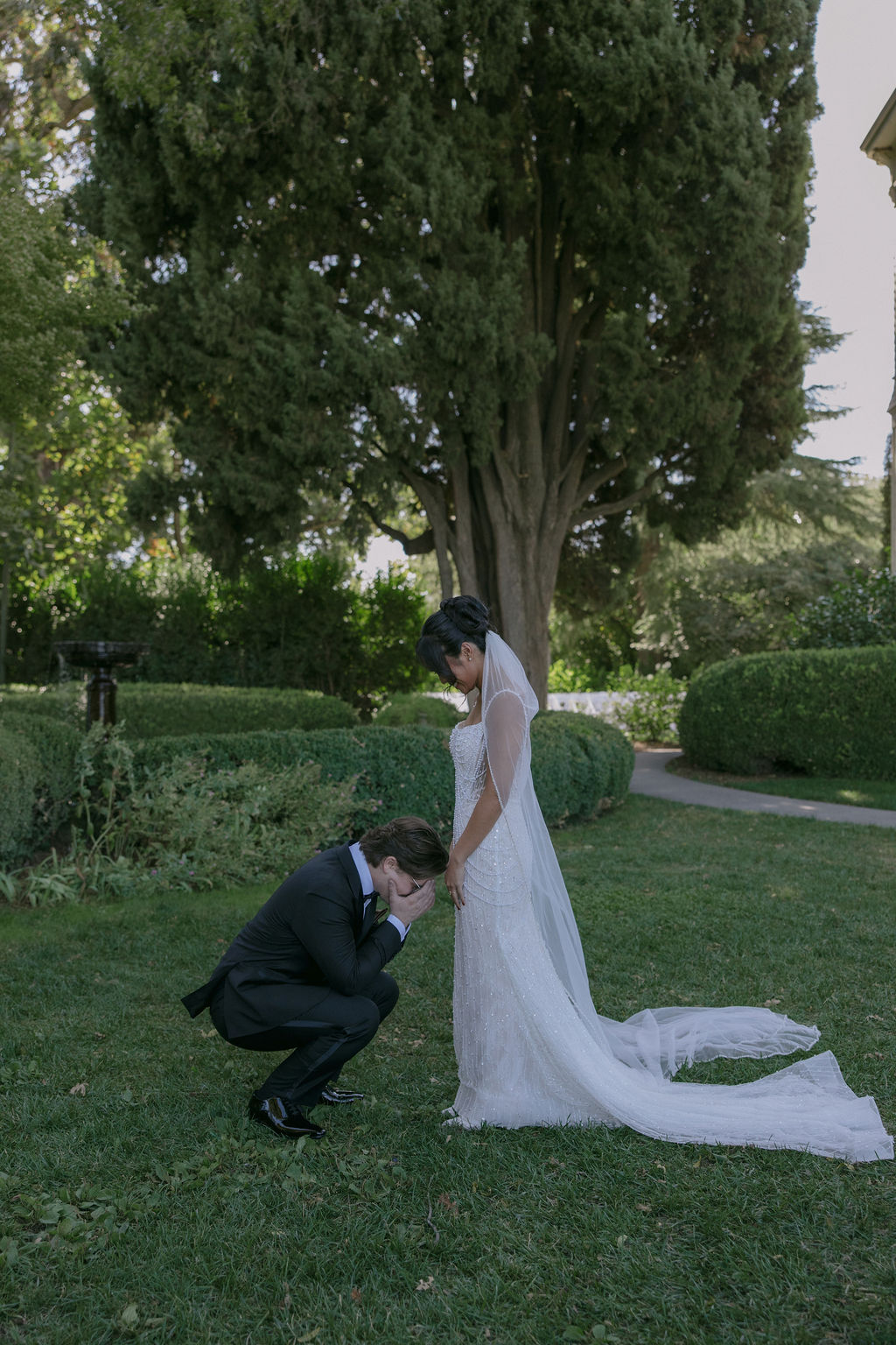 A groom's reaction to a wedding first look