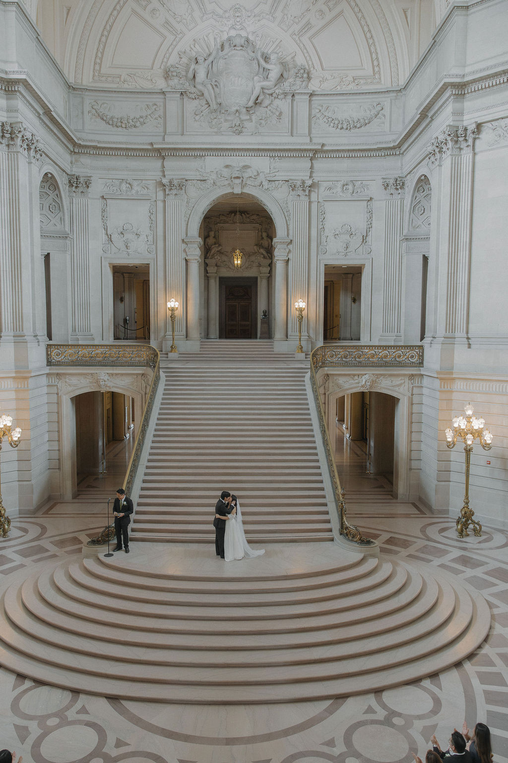 A bride and groom during their San Francisco City Hall wedding