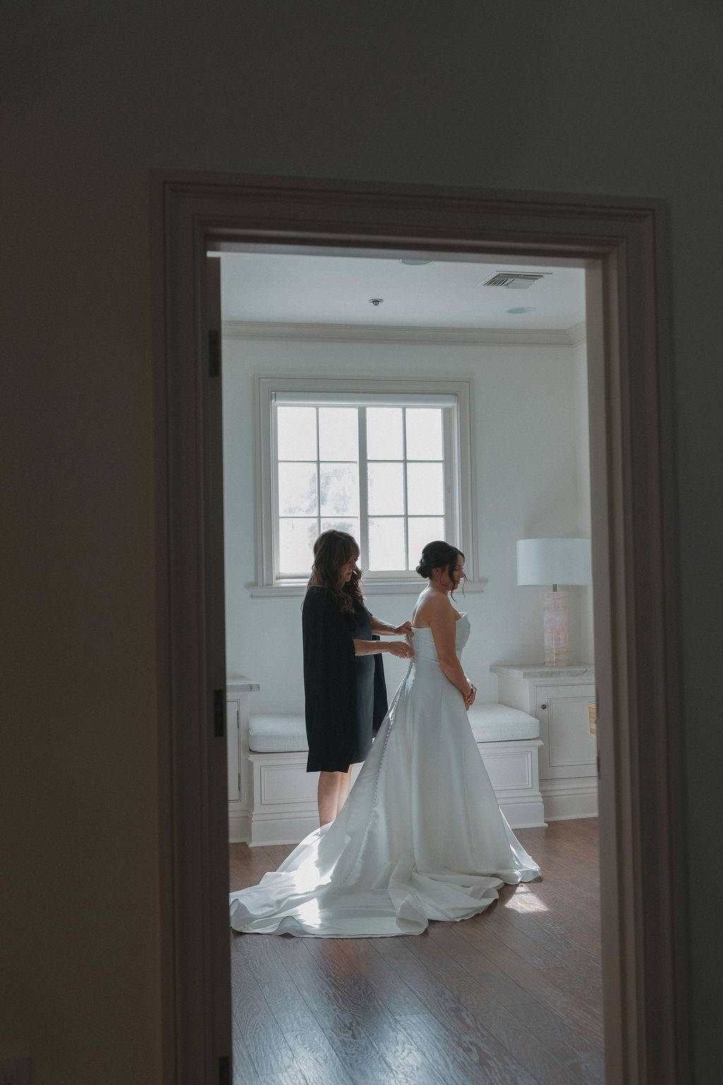 A bride getting ready for her wedding