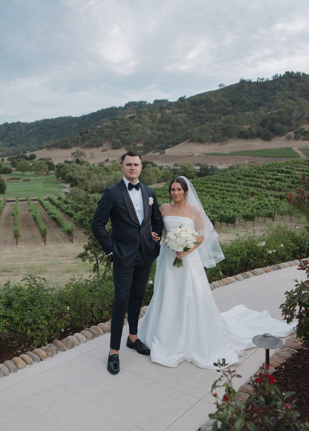 A bride and groom at CordeValle winery