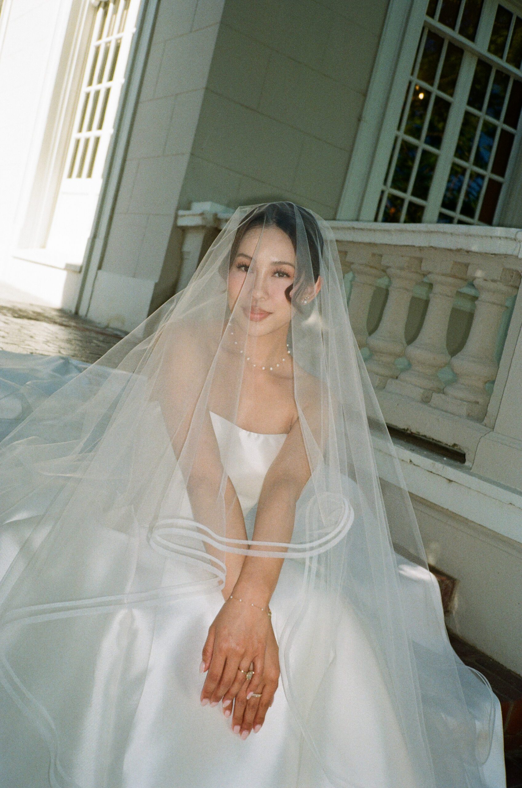 A bride posing for bridal portraits