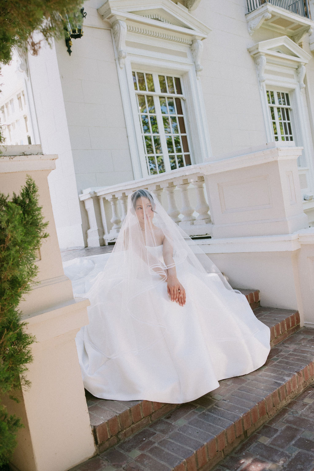 A bride posing for bridal portraits
