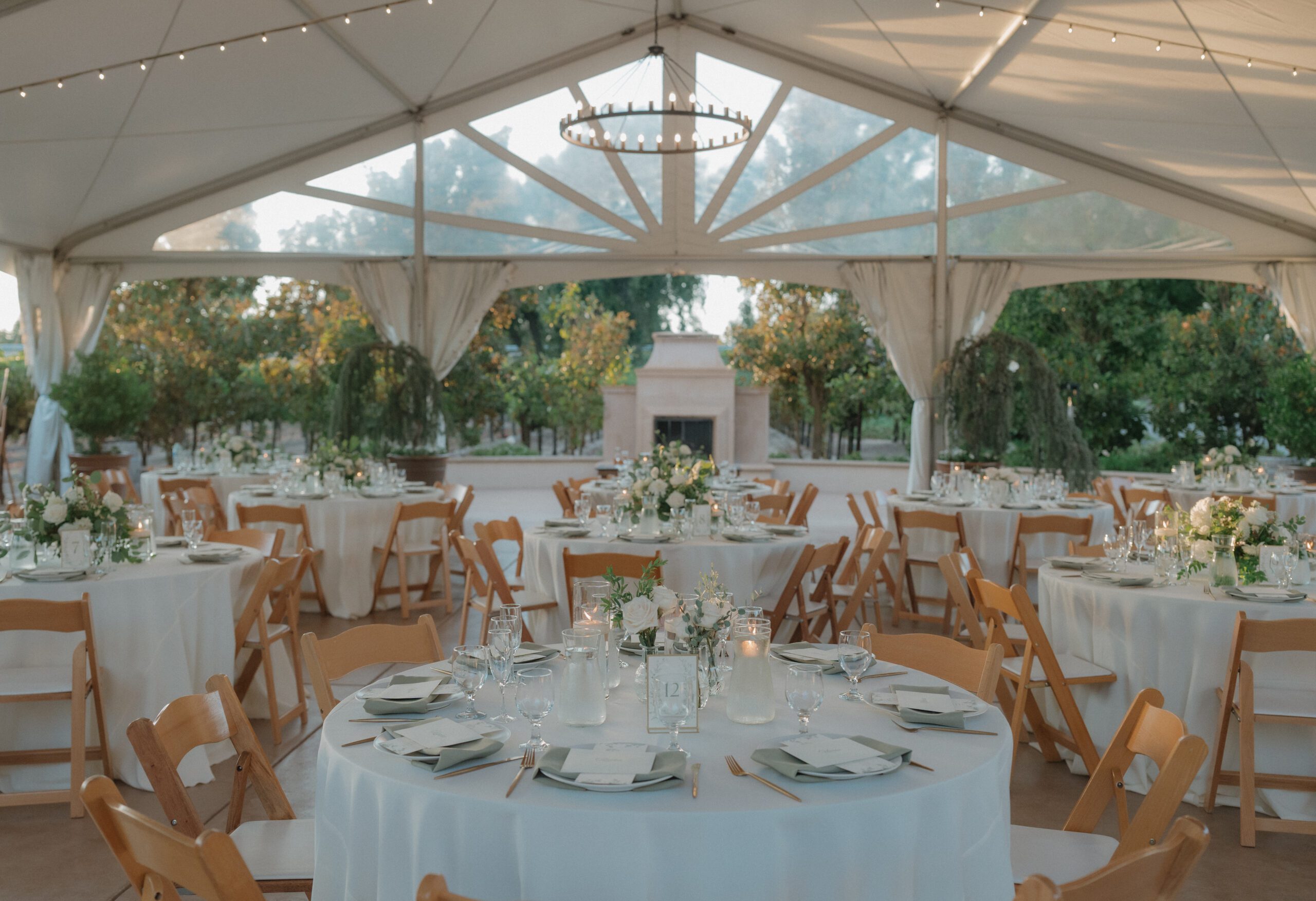 A wedding reception at a winery wedding venue