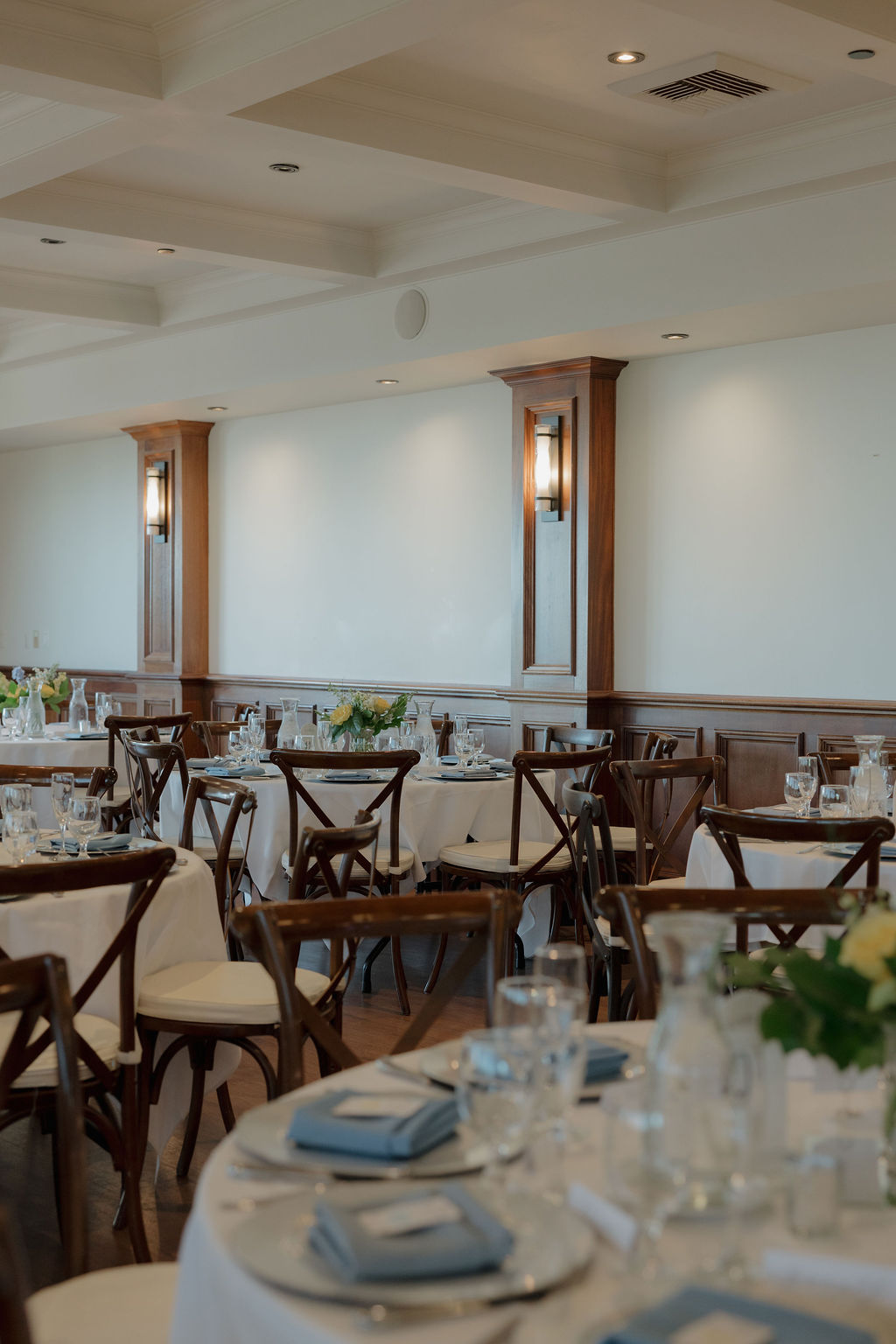 A wedding reception inside the ballroom at Winchester Vista