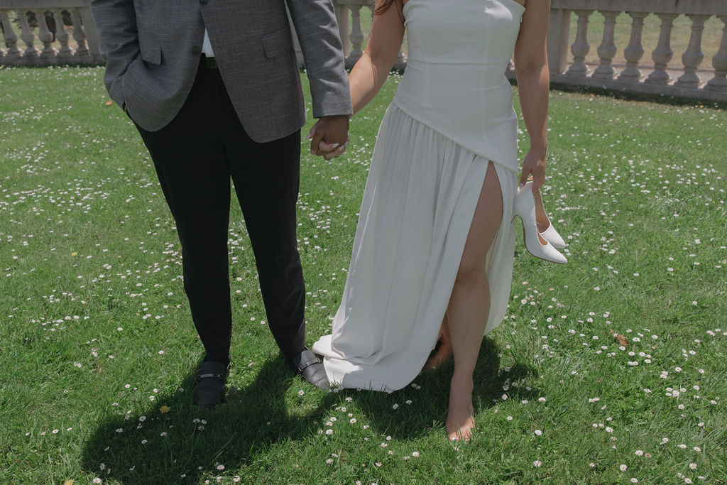 A couple's outfits for luxury engagement photos