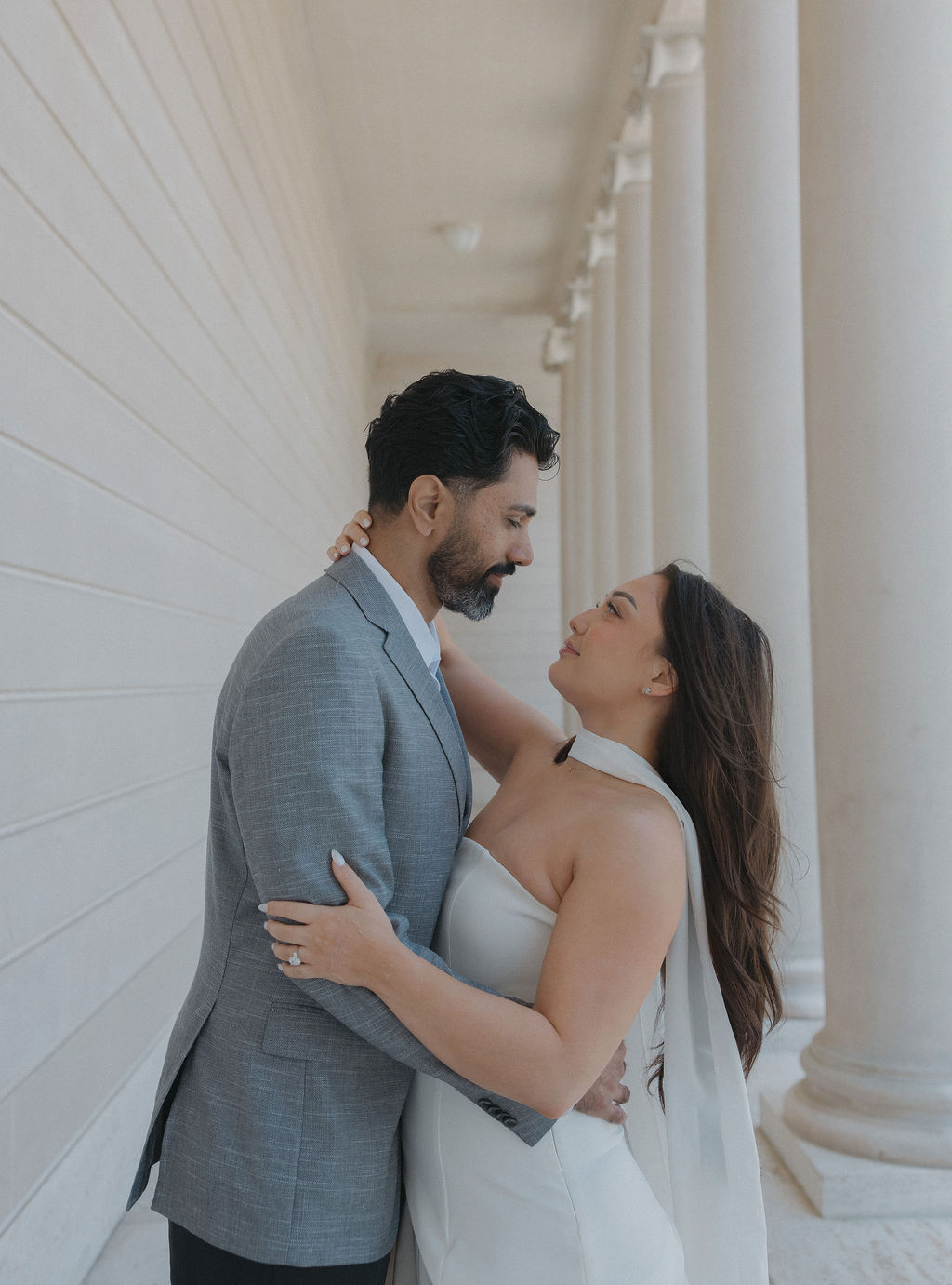 A couple taking luxury engagement photos at Legion of Honor